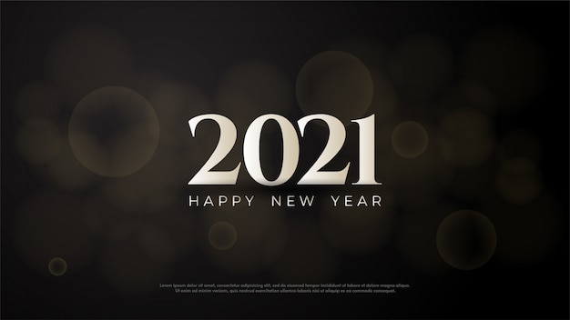 2021 feliz año nuevo con números blancos sobre fondo negro.
