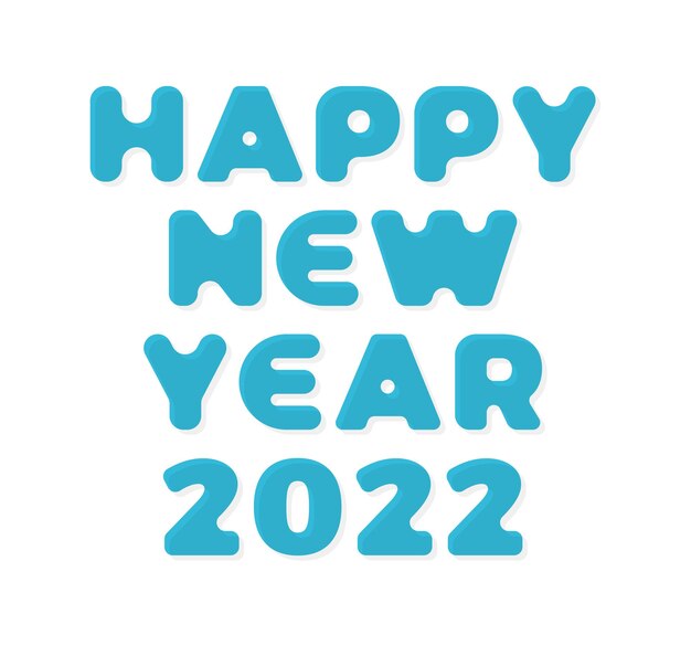 2022 año nuevo. Ilustración de vector de tarjeta de felicitación con estilo 3D sobre fondo blanco. Feliz año nuevo 2022. Fuente geométrica de moda.