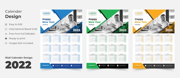 2022 calendario de pared plantilla calendario calendario planificador de negocios anual calendario calendario de eventos