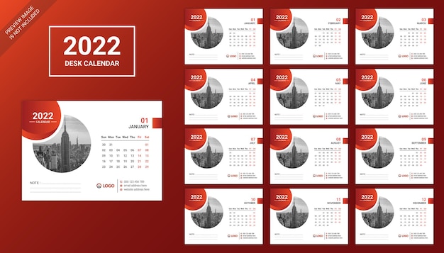 2022 colorido diseño de calendario de escritorio de doce páginas y plantilla de diseño de calendario de escritorio creativo para negocios