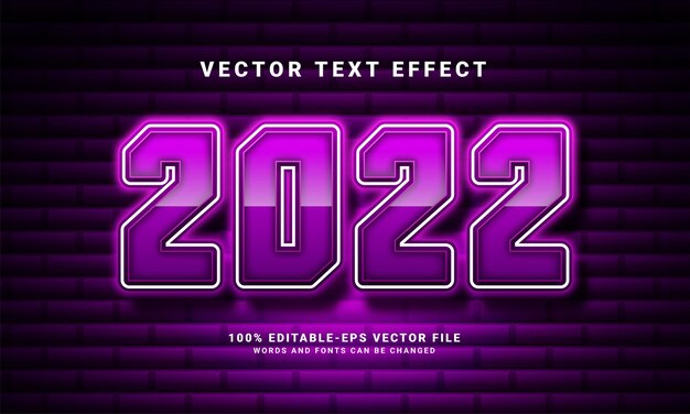 2022 efecto de texto 3D. Efecto de estilo de texto editable con tema claro, adecuado para las necesidades de celebración de año nuevo.