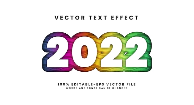 2022 efecto de texto colorido. efecto de estilo de texto editable con tema de superposición.