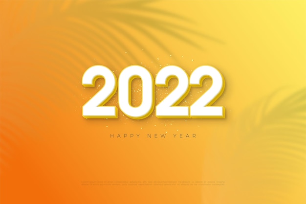 2022 feliz año nuevo 3d con color blanco puro