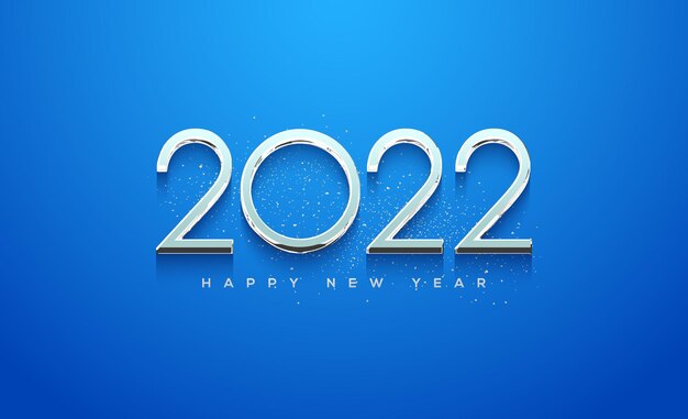 2022 feliz año nuevo 3d con elegante fuente delgada