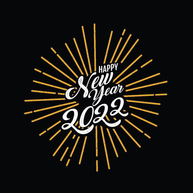 2022 Feliz año nuevo, caligrafía, letras vintage
