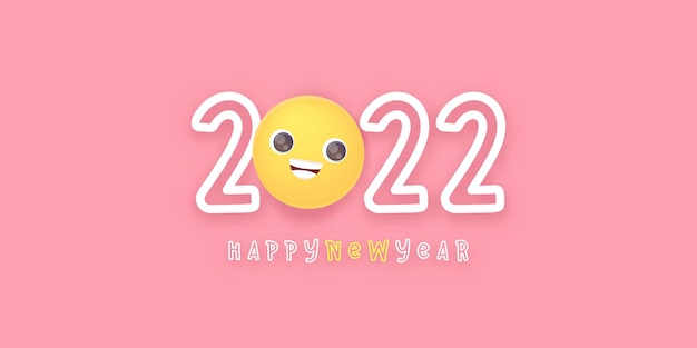 2022 feliz año nuevo con cara de sonrisa