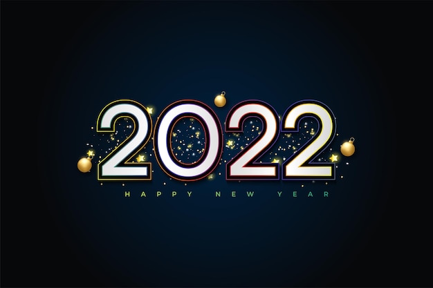 2022 feliz año nuevo con decoración de bombilla de celebración.