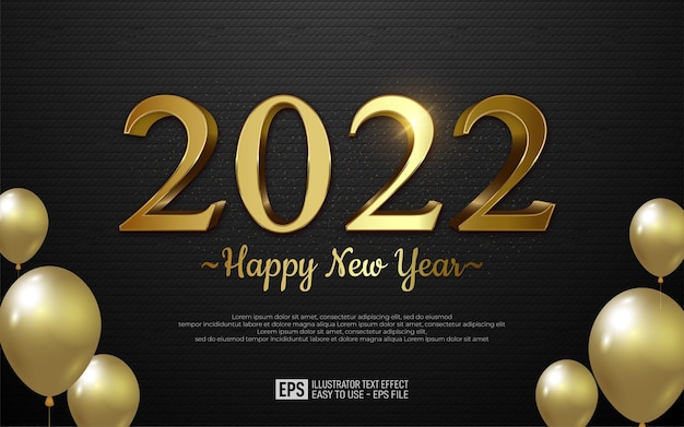 2022 feliz año nuevo diseño en oro número