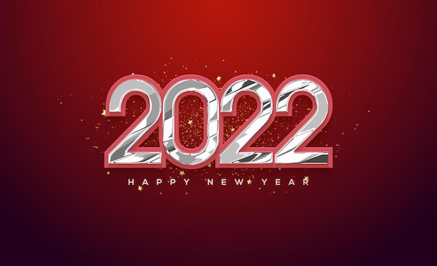 2022 feliz año nuevo con efecto cristal brillante.