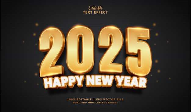 2022 Feliz Año Nuevo Efecto de Texto Editable Estilo 3D Oro de Lujo