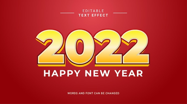 2022 feliz año nuevo efecto de texto editable moderno