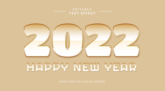 2022 feliz año nuevo efecto de texto editable moderno