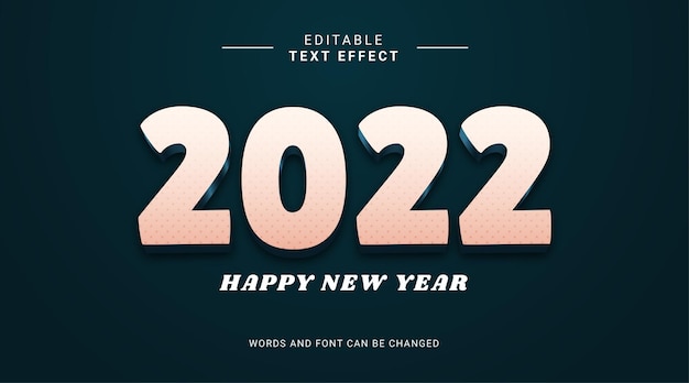 2022 feliz año nuevo efecto de texto editable moderno