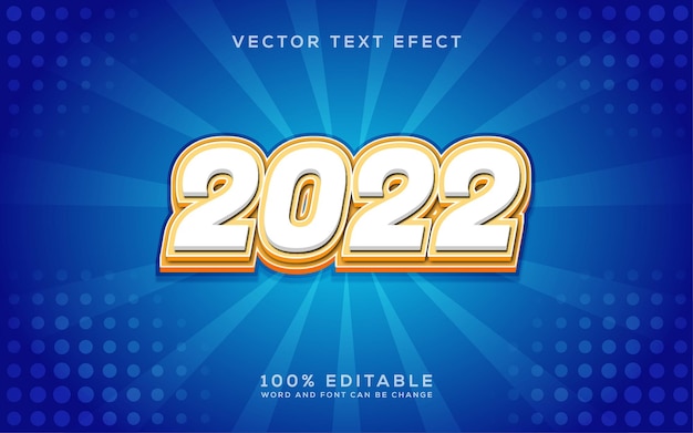 2022 Feliz año nuevo efecto de texto vectorial editable - estilo 3d