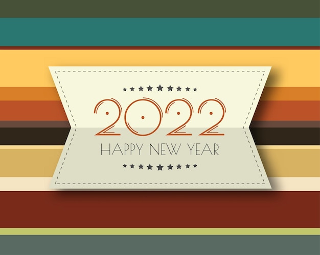 2022 feliz año nuevo. estilo de papel de números. números lineales vectoriales. diseño de tarjeta de felicitación. ilustración vectorial. Vector libre