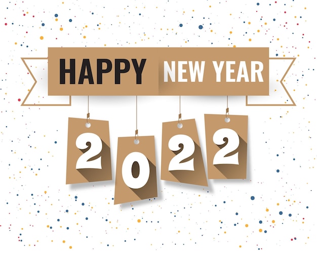 2022 feliz año nuevo. estilo de papel de números. números lineales vectoriales. diseño de tarjeta de felicitación. ilustración vectorial.