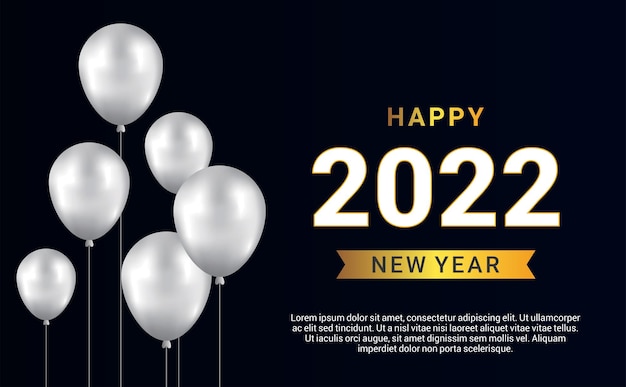 2022 feliz año nuevo fondo con plantilla de globos