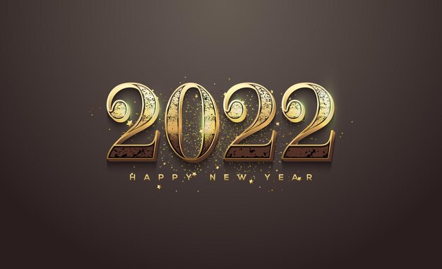 2022 feliz año nuevo con números dorados texturizados