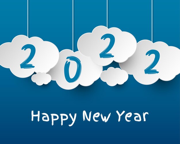 2022 feliz año nuevo. números de estilo 3D. números lineales vectoriales. diseño de tarjetas de felicitación. ilustración vectorial. Vector libre.