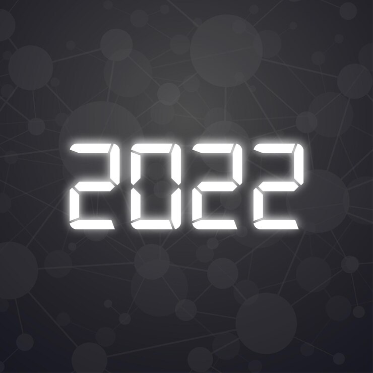 Vector 2022 feliz año nuevo. números estilo tecnología digatal. números lineales vectoriales. diseño de tarjeta de felicitación. ilustración vectorial. vector libre