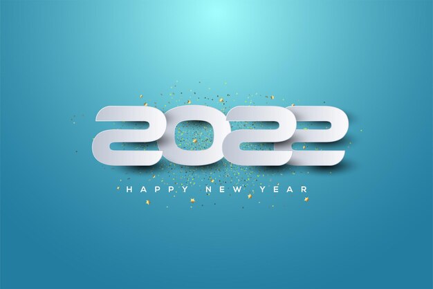 2022 feliz año nuevo con números finos como el papel
