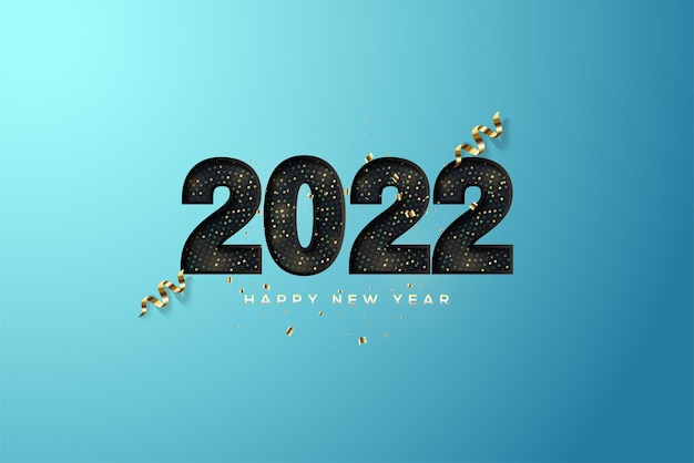 2022 feliz año nuevo con números de papercut negros