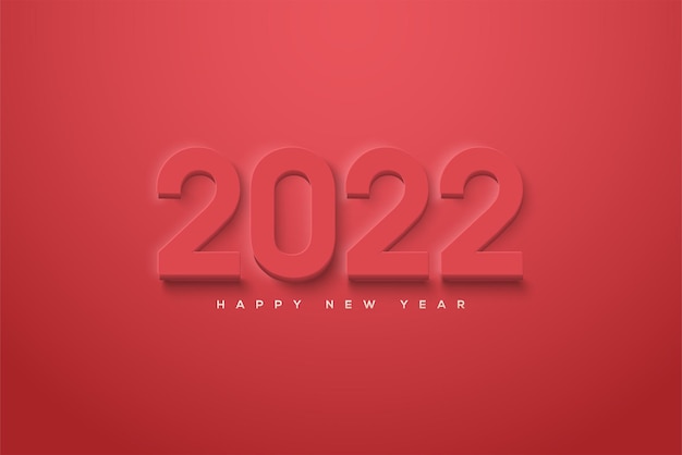 2022 feliz año nuevo con números rojos suaves