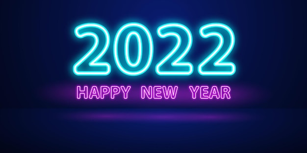 2022 Feliz año nuevo texto de neón.