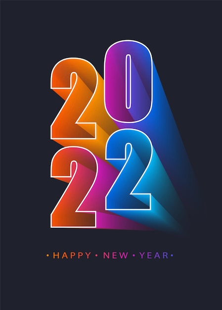 2022 feliz nuevo. Banners de tarjetas de felicitación de plantilla colorida de año para folletos de vacaciones de temporada, saludos e invitaciones y tarjetas