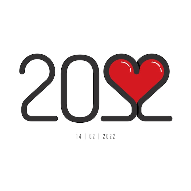 2022 Forma de corazón rojo de San Valentín, tarjeta de elemento. Vector