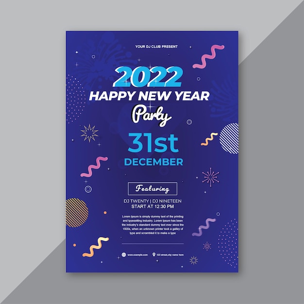 2022 Party Flyer Template Design 31 Plantilla de año nuevo