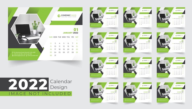 2022 plantilla de diseño de calendario de escritorio