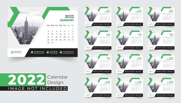 2022 plantilla de diseño de calendario de escritorio