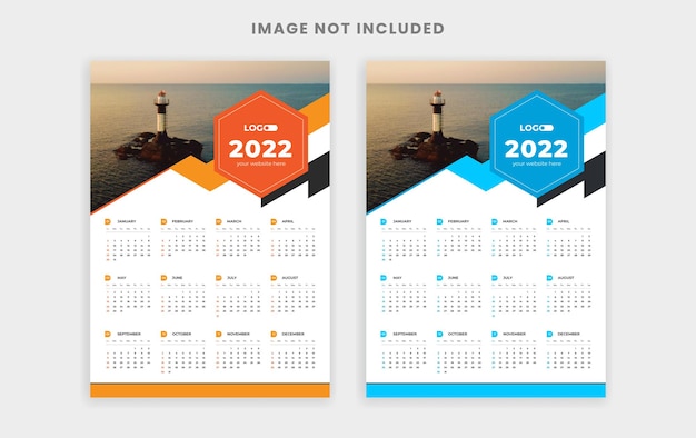 2022 Plantilla de diseño de calendario de pared de una página