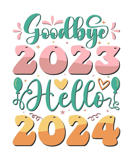 2023 Adiós Bienvenido 2024 Tipografía retro y Feliz Año Nuevo