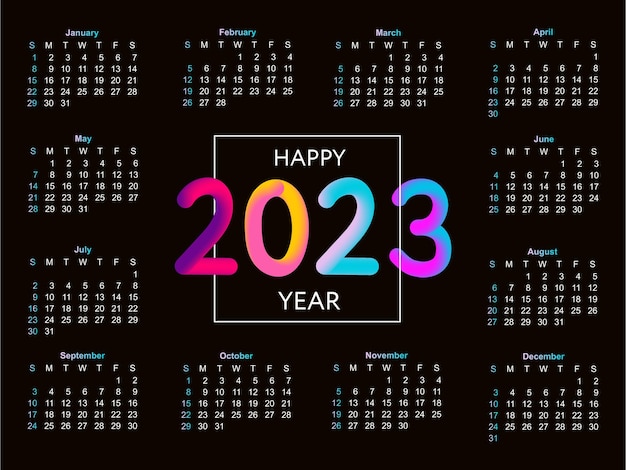 2023 año calendario ilustración vectorial la semana comienza el domingo plantilla de calendario de copos de nieve de navidad 2023 diseño de calendario domingo en colores rojos vector