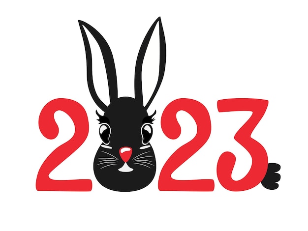 2023 año de conejo. Conejo de año nuevo. Año Nuevo Chino. Icono de vector de liebre de Navidad.