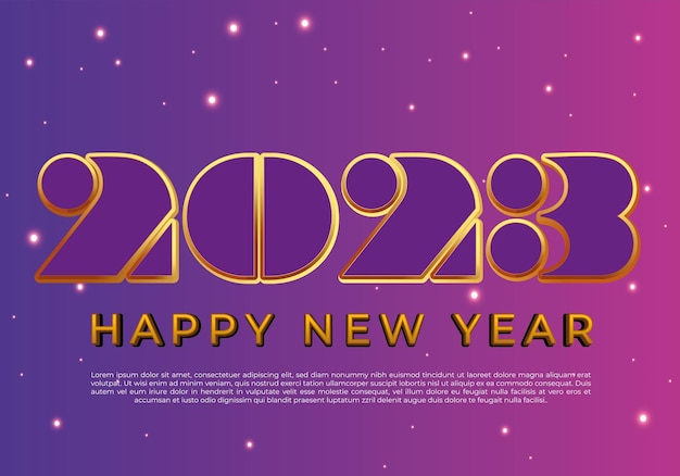 2023 año nuevo efecto 3d. Tarjeta de deseo de año nuevo, tarjeta de invitación de año nuevo de lujo 2023.
