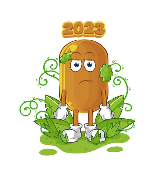 2023 año nuevo esperando demasiado vector de dibujos animados de mascota