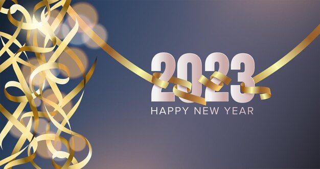 2023 año nuevo en el fondo de la cinta Feliz año nuevo 2023