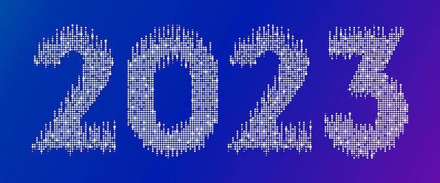 2023 año nuevo. Fondo de tecnología punteada