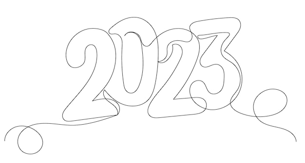 2023 boceto vector de dibujo de línea continua