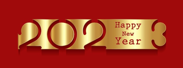 2023 Diseño de banner con el logo dorado de Año Nuevo. Tarjeta de felicitación navideña. ilustración vectorial diseño de vacaciones