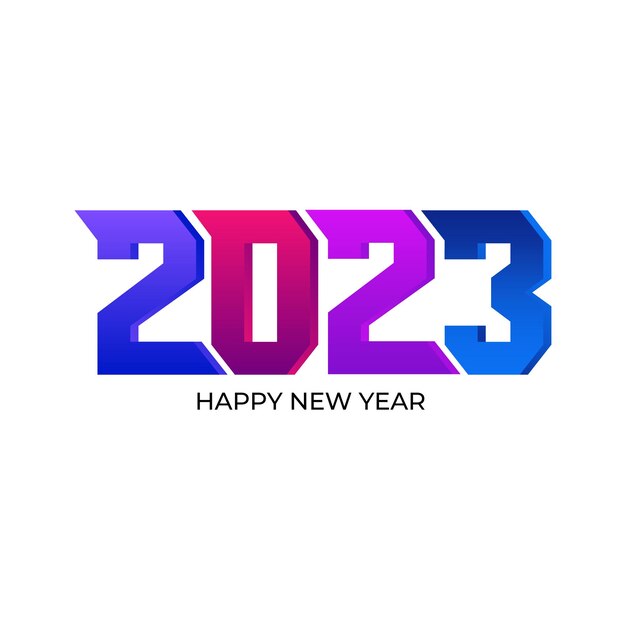 2023 diseño de tipografía de texto de feliz año nuevo colorido e ilustración vectorial para saludar