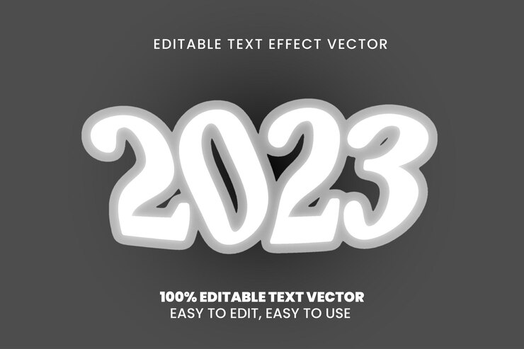 Vector 2023 efecto de texto editable vector color blanco