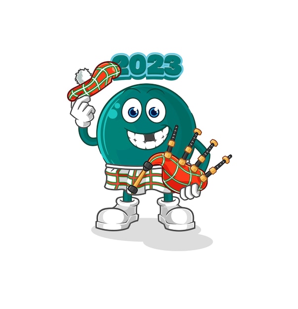 2023 escocés con personaje de dibujos animados de vector de gaitas