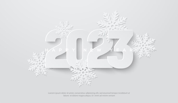 2023 feliz año nuevo en blanco