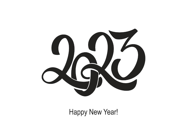 2023 Feliz año nuevo caligrafía de letras a mano Vector elemento de ilustración de vacaciones Elemento tipográfico para cartel de pancarta felicitaciones