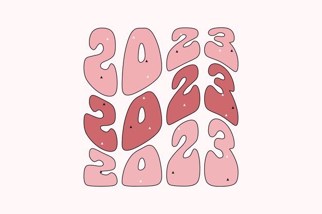 2023 feliz año nuevo diseño retro maravilloso