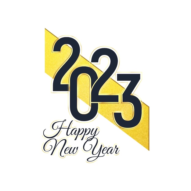 2023 feliz año nuevo diseño de tipografía de texto dorado